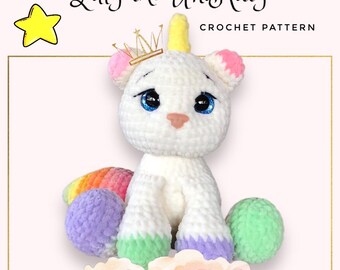 Lilly the UniKitty crochet pattern, PDF file in English and French , Crochet cat