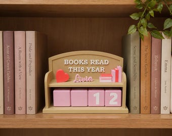 Contatore di libri / Obiettivo di lettura / Regalo per amanti dei libri / Decorazione per libreria