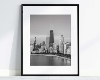 Chicago Skyline Prints black and white Chicago Wall art Architecture prints collection photography set Chicago Gallery Wall Set John Hancock