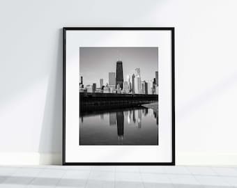 Chicago Skyline black and white photo prints Photography Wall Gallery Image Chicago cityscape Wall hanging art collection home wall hanging