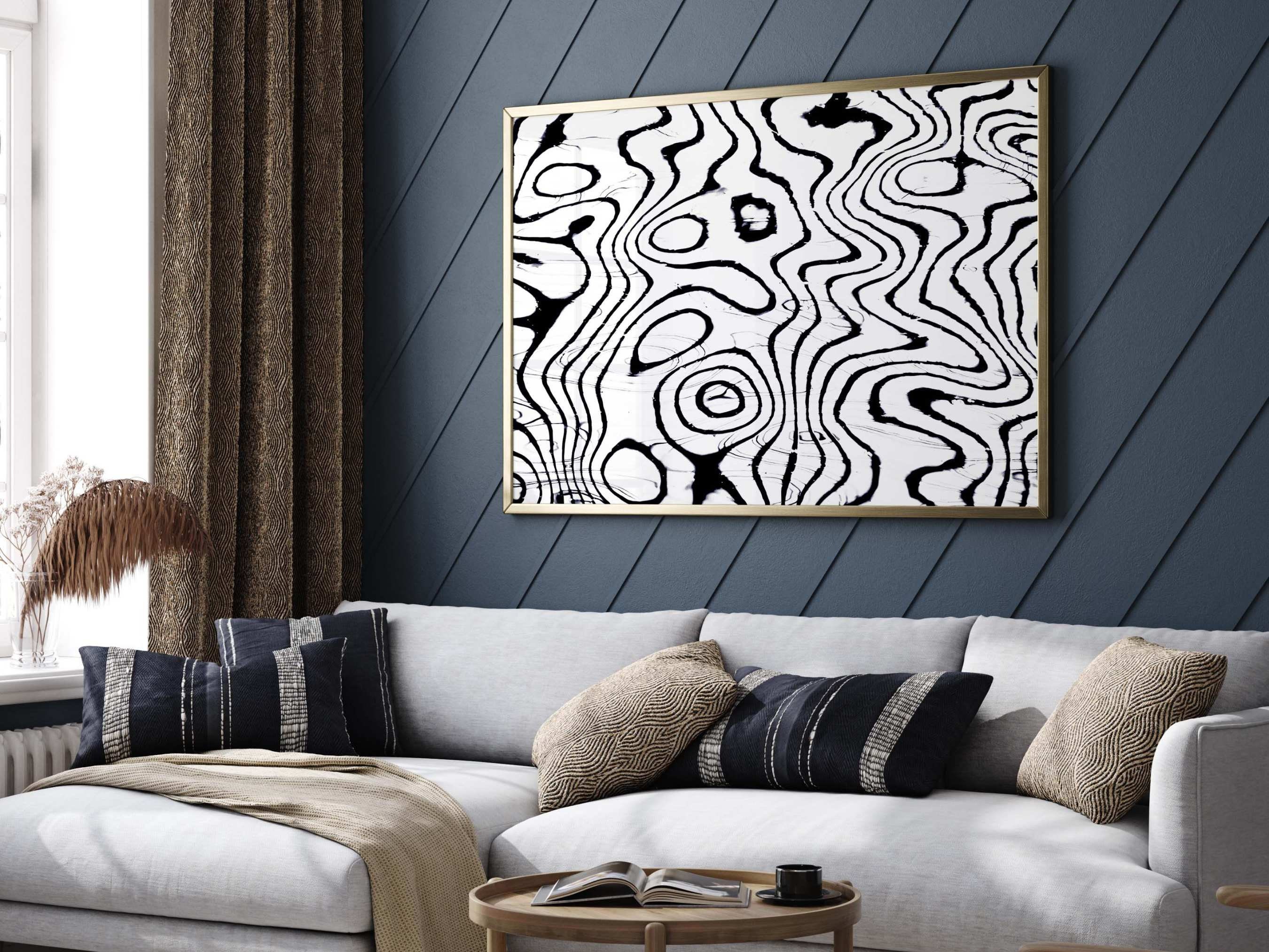 Black and White Modern Abstract Art Print Living Room Wall Art Abstract ...