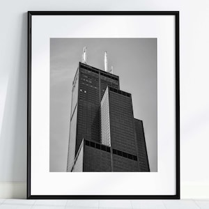 Chicago Wall Art Photography Abstract Architecture Chicago cityscape Wall hanging art Willis Tower black and white collection office art