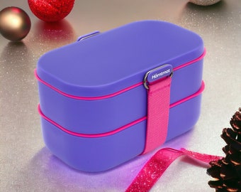 Bento Box viola per adulti, grazioso Bento Lunchbox, contenitore per il pranzo, lunch box portatile per la scuola e i bambini, bento box kawaii a tenuta stagna, borsa per il pranzo