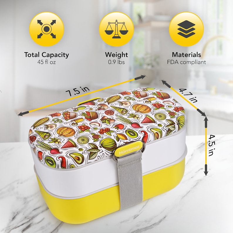Bento Box for Adults, Cute Bento Box Set, Portable Food Storage