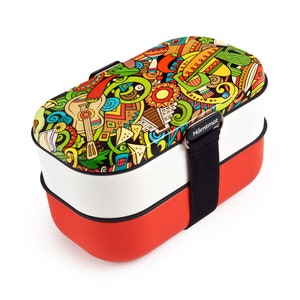 Father&#39;s Day Gift Mexican Style Bento Box for Adults, Kids Lunch Box Set , Funny Mexican Gift, Food Container, Leakproof 2 Dividers Bento