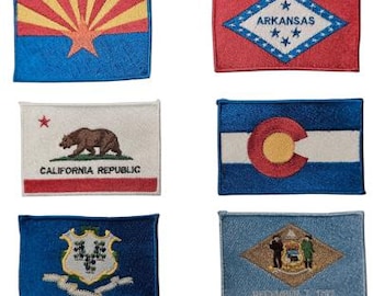 Finished US State Flag Embroidery Patches Select From All 50 States Fully Embroidered