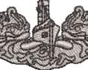 Finished Patch Submarine Warfare Patch 4 Inches Wide for Hat or Jacket