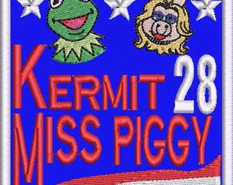 Design Political Humor Kermit and Miss Piggy for President 2028 political funny sign embroidery digital download
