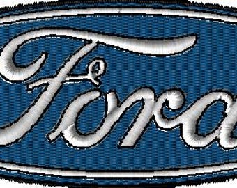 Finished Patch Ford Logo 5.9 Inches Wide on Denim Cloth
