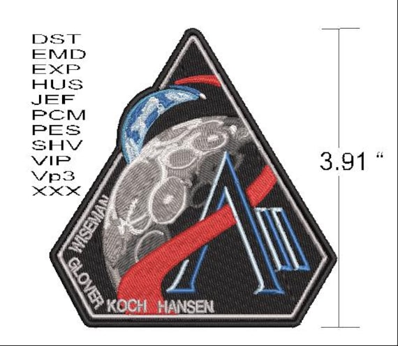 Artemis II Mission Patch 刺繍ワッペン Design Artemis II Mission Patch Embroidery Design Digital Download