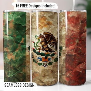 Mexican Patriotic Tumbler Wrap, Seamless Mexican Tumbler PNG, Latino 20oz Sublimation Tumbler PNG, Straight Skinny Tumbler Digital Download