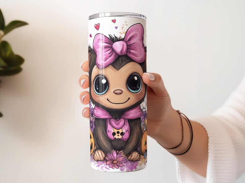 Coquette Halloween Tumbler Wrap Cute Monkey Pumpkin Tumbler Sublimation