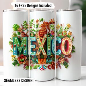 Mexican Patriotic Tumbler Wrap, Seamless Mexican Tumbler PNG, Latino 20oz Sublimation Tumbler PNG, Straight Skinny Tumbler Digital Download