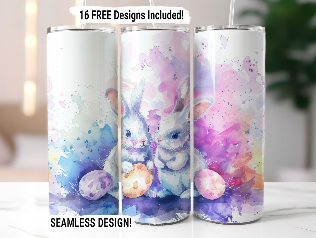 Easter Bunny Eggs Tumbler Wrap Seamless Sublimation PNG, 20 Oz Skinny ...