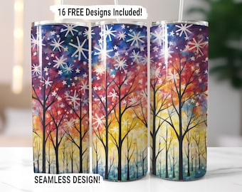 Christmas Winter Snow Tumbler Wrap Seamless Sublimation PNG, 20 oz Skinny Tumbler Sublimation Design, Winter Snow Digital Download