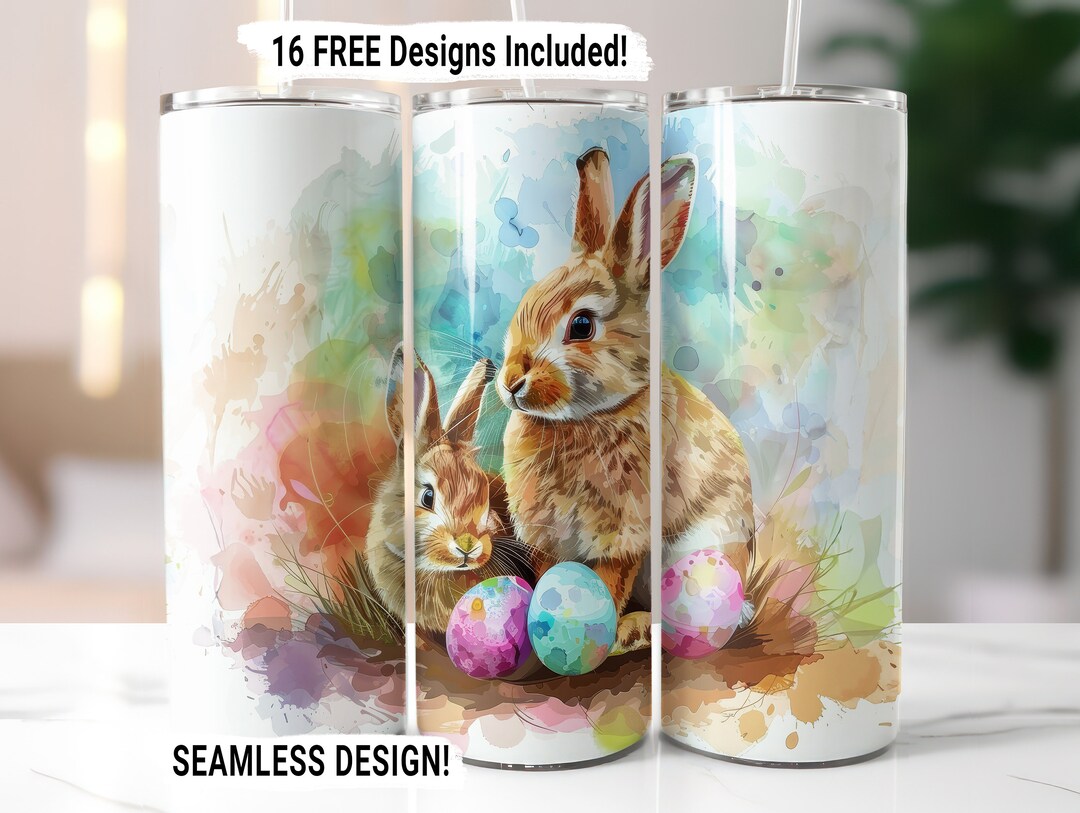 Easter Bunny Eggs Tumbler Wrap Seamless Sublimation PNG, 20 Oz Skinny ...