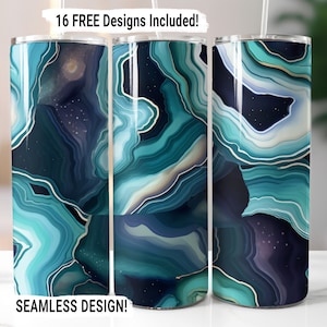 Geode Agate Marble Tumbler Wrap Seamless Sublimation Design PNG, 20 oz Skinny Tumbler Wrap Digital Download