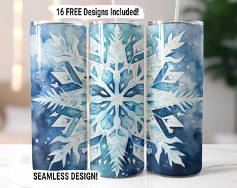 Christmas Winter Snow Tumbler Wrap Seamless Sublimation PNG, 20 oz Skinny Tumbler Sublimation Design, Winter Snow Digital Download