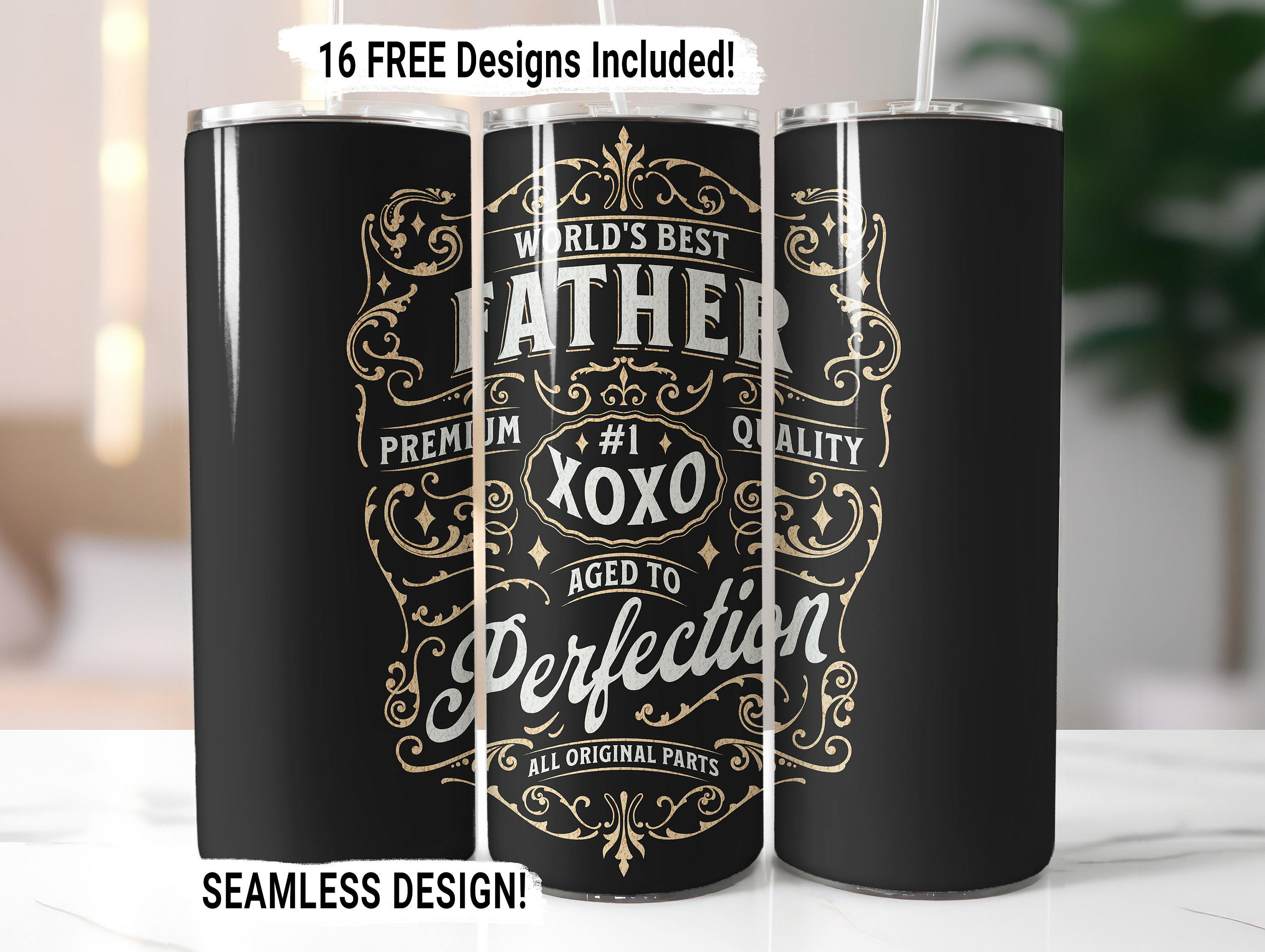 Father's Day Tumbler Wrap Seamless Sublimation, Dad Tumbler Design PNG ...