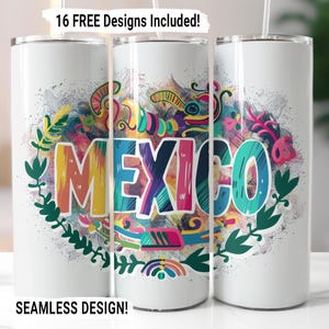 Mexican Patriotic Tumbler Wrap, Seamless Mexican Tumbler PNG, Latino 20oz Sublimation Tumbler PNG, Straight Skinny Tumbler Digital Download