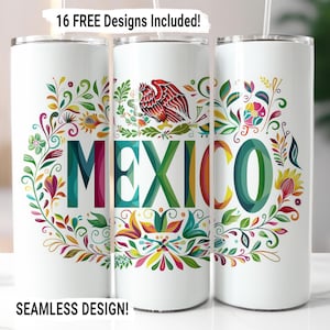 Mexican Patriotic Tumbler Wrap, Seamless Mexican Tumbler PNG, Latino 20oz Sublimation Tumbler PNG, Straight Skinny Tumbler Digital Download