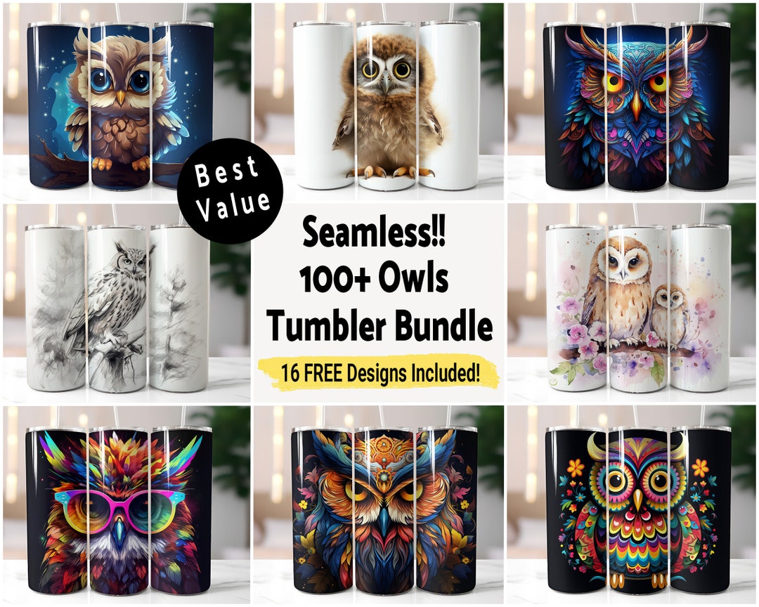 100+ Owl Bundle Tumbler Wrap Seamless Sublimation PNG, 20 Oz Skinny ...