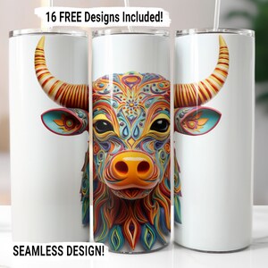 Highland Cow Tumbler Wrap Seamless Sublimation PNG, 20 oz Skinny Tumbler Wrap, Highland Cow Sublimation Design, Digital Download