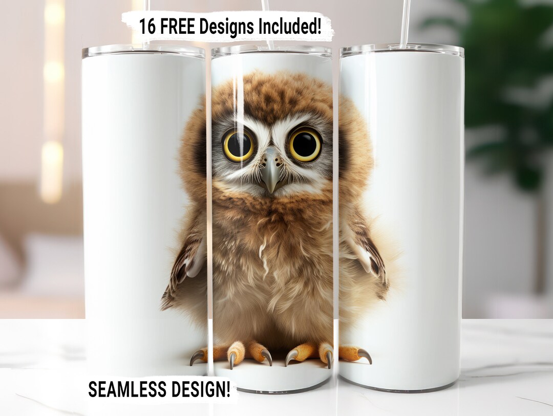 Baby Owl Tumbler Wrap Seamless Sublimation PNG, 20 Oz Skinny Tumbler ...