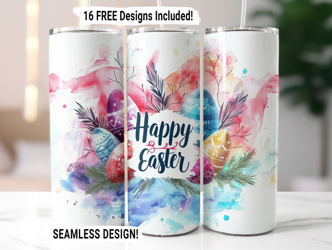 Easter Bunny Eggs Tumbler Wrap Seamless Sublimation PNG, 20 Oz Skinny ...