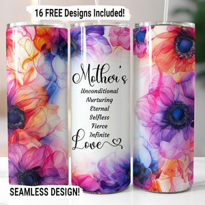 Muttertag Zitat Mom Zitat Floral Tumbler Wrap Nahtlose Sublimation Mama Flower Design PNG, 20 oz Skinny Tumbler Wrap Mom Life Tumble PNG