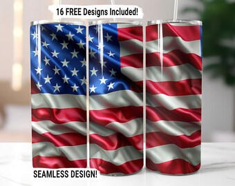 Amerikanische Flagge Tumbler Wrap Nahtlos Sublimation 4. Juli USA Flagge Design PNG, 20 oz Skinny Tumbler Wrap Vaterländischer sofortiger Download nur