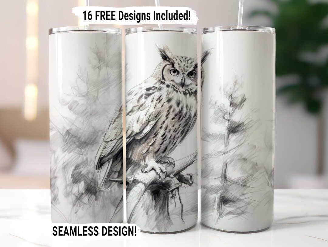 Owl Tumbler Wrap Seamless Sublimation PNG, 20 Oz Skinny Tumbler Wrap ...