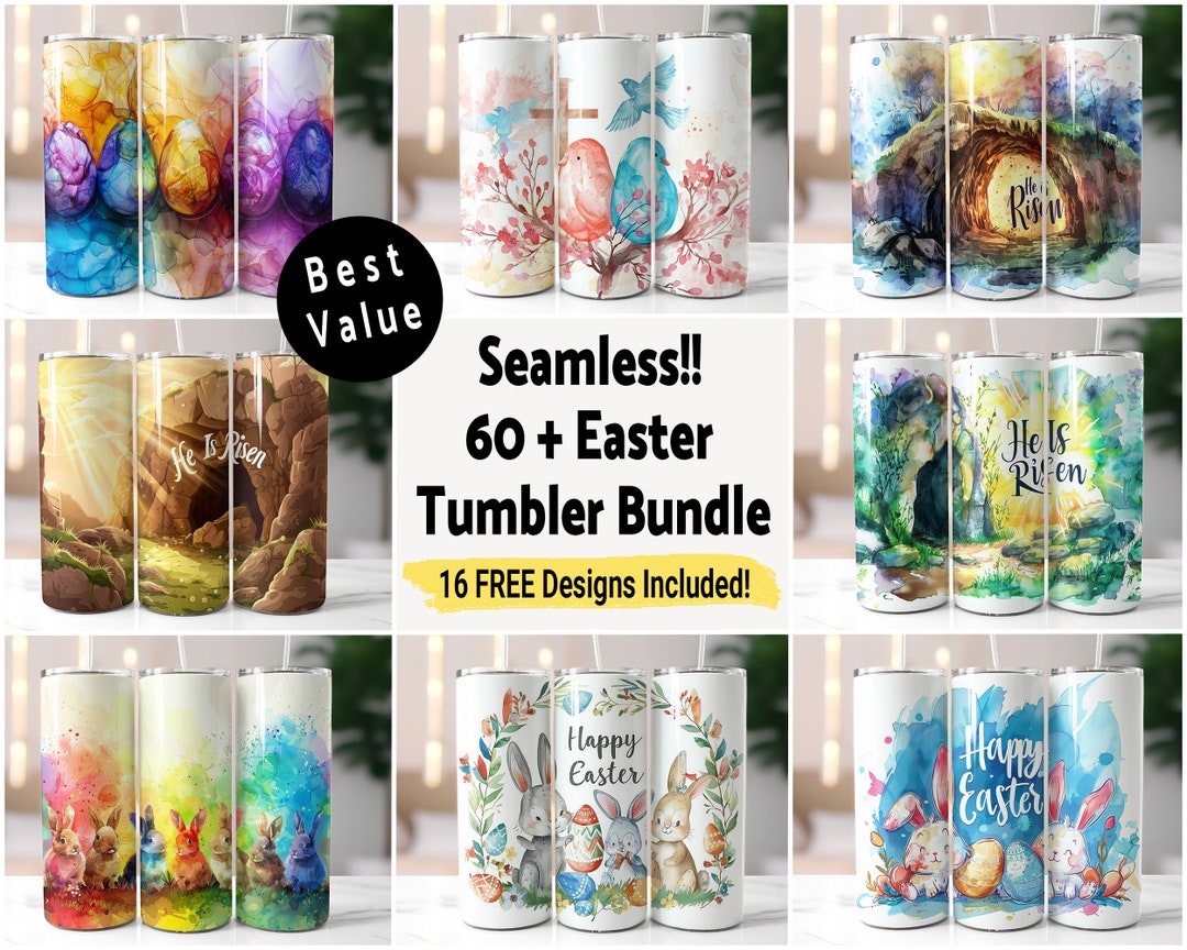 Easter Tumbler Wrap Bundle Seamless Sublimation PNG, 20 Oz Skinny ...