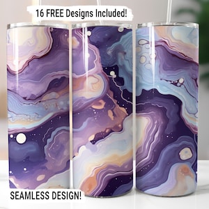 Geode Agate Marble Tumbler Wrap Seamless Sublimation Design PNG, 20 oz Skinny Tumbler Wrap Digital Download