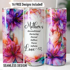 Muttertag Zitat Mom Zitat Floral Tumbler Wrap Nahtlose Sublimation Mama Flower Design PNG, 20 oz Skinny Tumbler Wrap Mom Life Tumble PNG