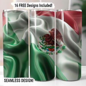 Mexican Patriotic Tumbler Wrap, Seamless Mexican Tumbler PNG, Latino 20oz Sublimation Tumbler PNG, Straight Skinny Tumbler Digital Download