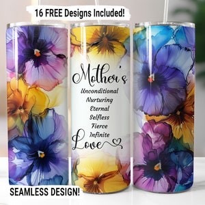 Muttertag Zitat Mama Zitat Floral Tumbler Wrap Nahtlose Sublimation Mama Blumen Design PNG, 20 oz Skinny Tumbler Wrap Mom Life Tumbler PNG
