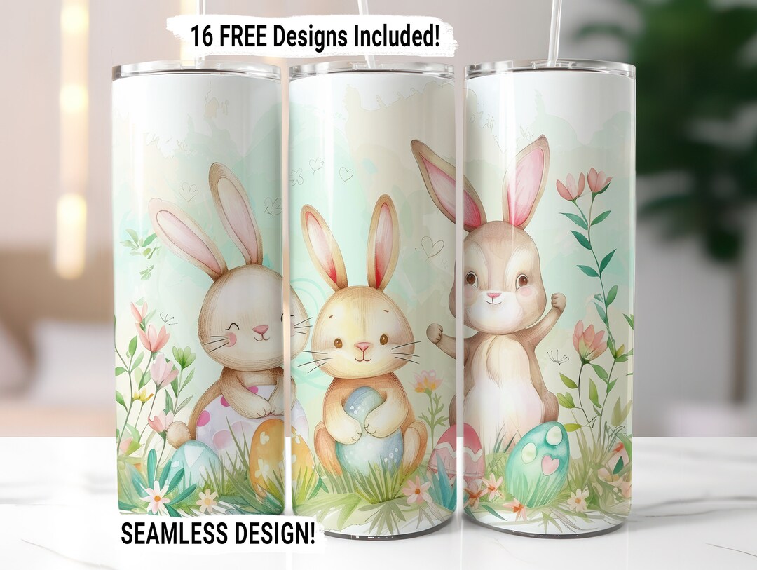 Easter Bunny Eggs Tumbler Wrap Seamless Sublimation PNG, 20 Oz Skinny ...