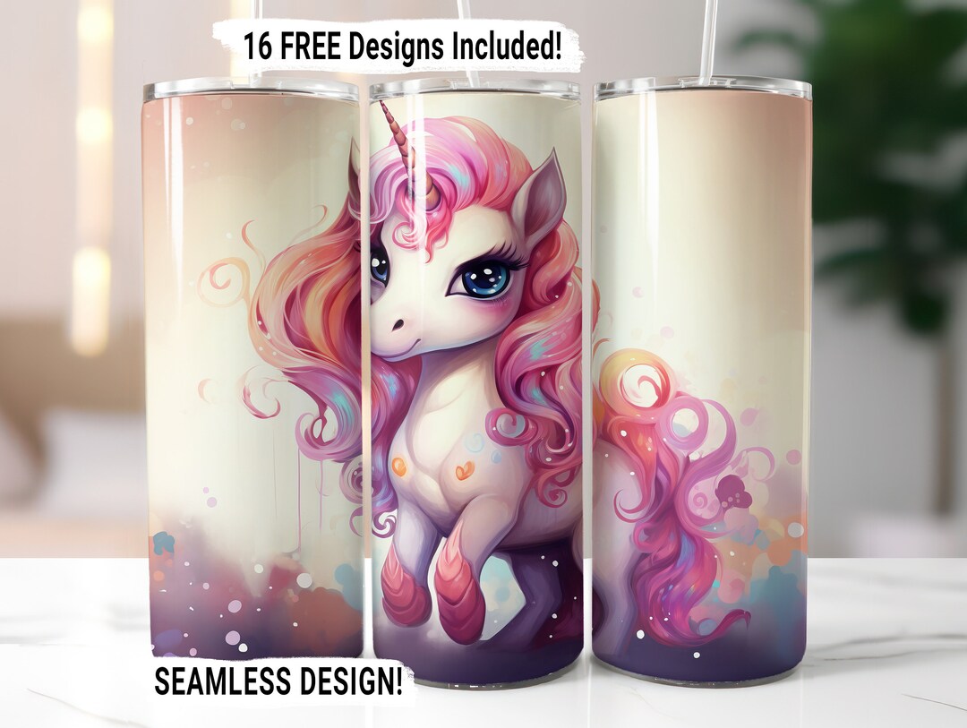 Unicorn Tumbler Wrap Seamless Sublimation PNG, 20 Oz Skinny Tumbler ...