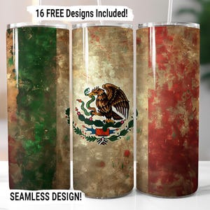 Mexican Patriotic Tumbler Wrap, Seamless Mexican Tumbler PNG, Latino 20oz Sublimation Tumbler PNG, Straight Skinny Tumbler Digital Download