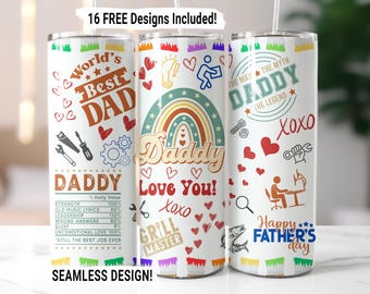 Father's Day Love Dad Quote Tumbler Wrap Seamless Sublimation Daddy Design PNG, 20 oz Skinny Tumbler Wrap Best Dad Life Gift PNG Download