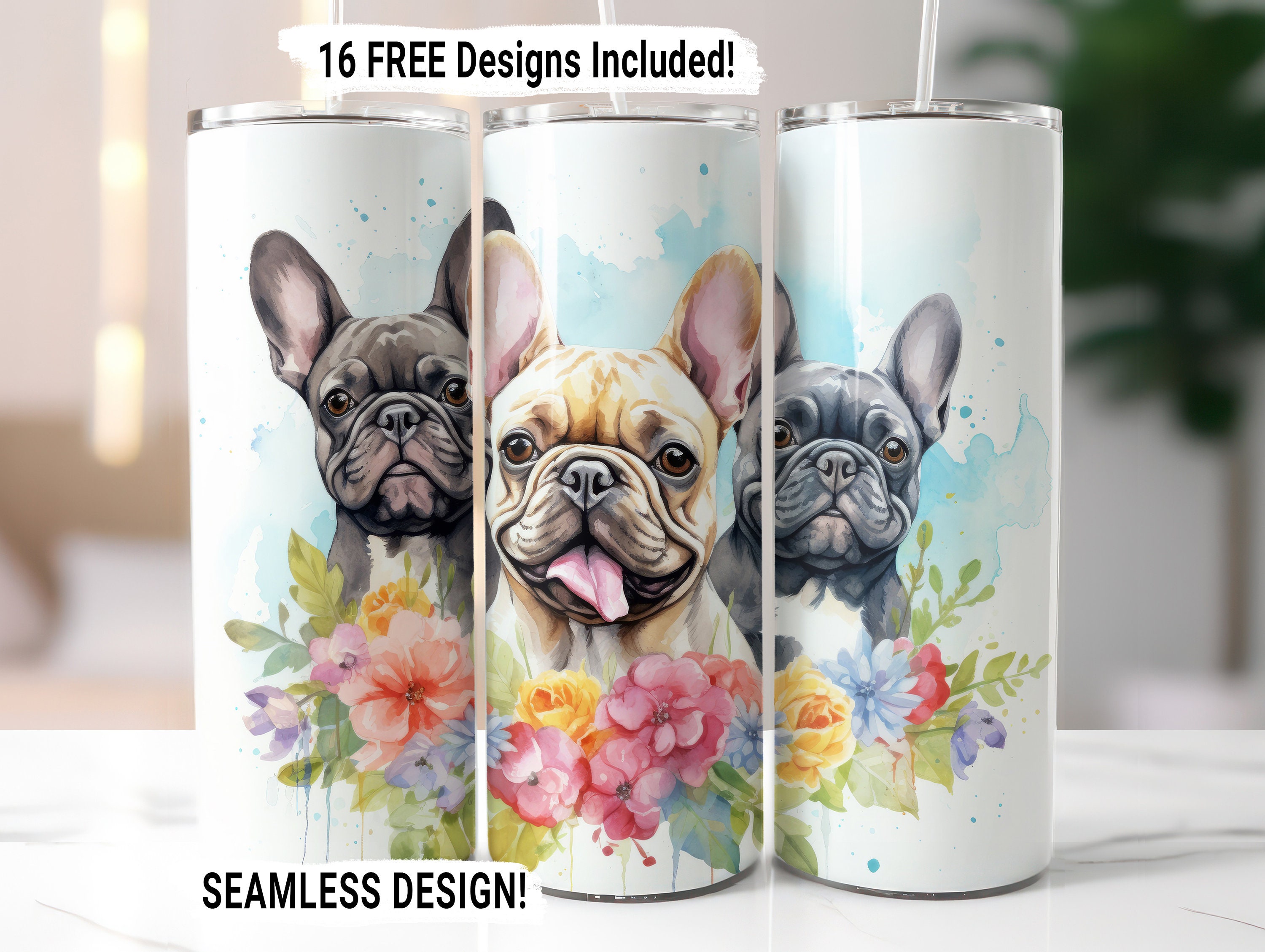 ES Pets French Bulldog 40oz Tumbler