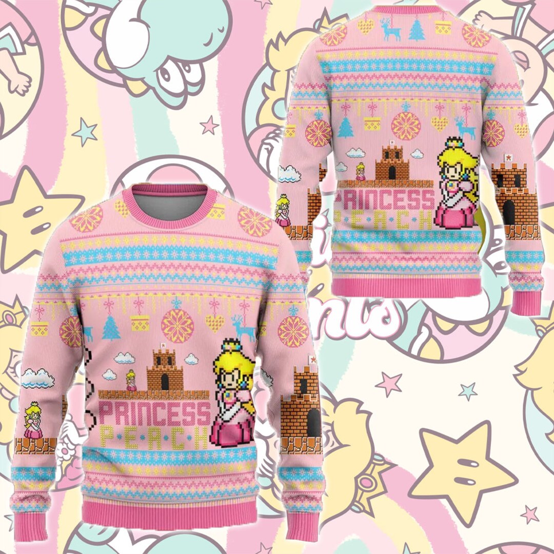 Super Mario Peach Ugly Sweatshirt Super Mario Ugly Christmas Etsy