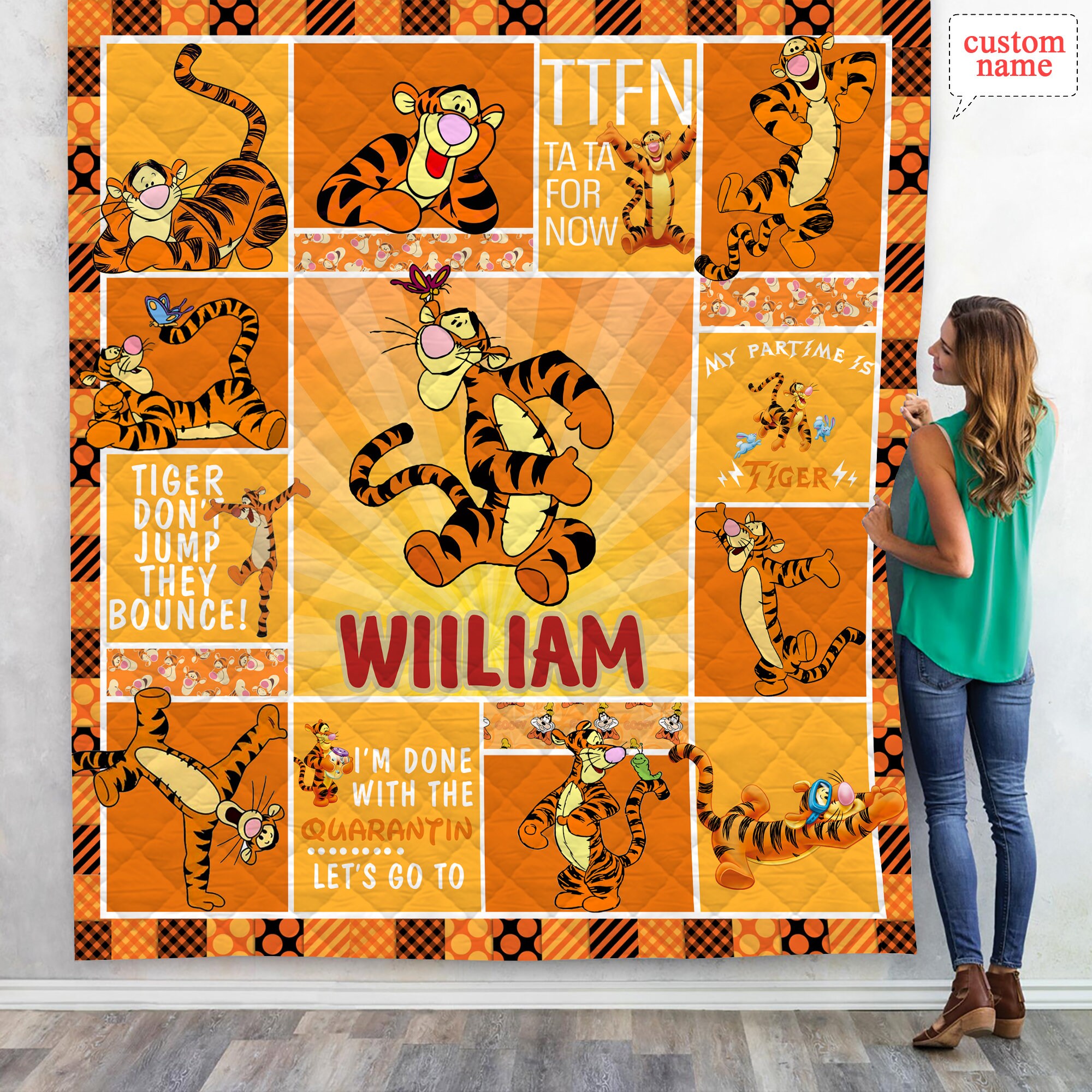 Personalized Tigger Winnie The Pooh Quilt Blanket Quilt, Disney Tigger