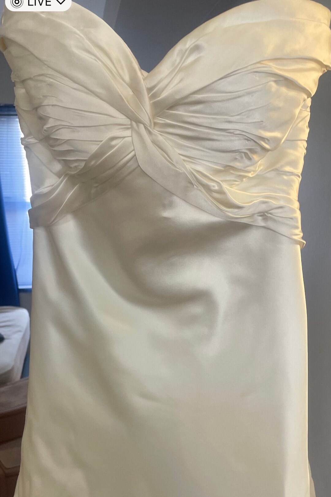 Champagne One-Shoulder Satin A-Line Gown with Draped Bodice
