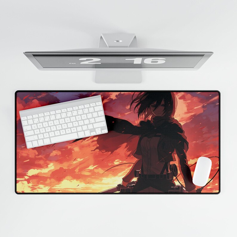 Mikasa Ackerman-muismat | Attack on Titan-bureaumat | Uniek animecadeau | Mikasa Gaming-muismat | Esthetisch bureaukussen | Bureaumat met AOT-thema afbeelding 8