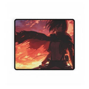 Mikasa Ackerman-muismat | Attack on Titan-bureaumat | Uniek animecadeau | Mikasa Gaming-muismat | Esthetisch bureaukussen | Bureaumat met AOT-thema afbeelding 6