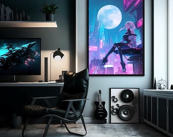 Arte de pared de Lucy Cyberpunk Edgerunners / Póster de anime para jugadores / Decoración de anime cyberpunk / Impresión de chica de anime cyberpunk