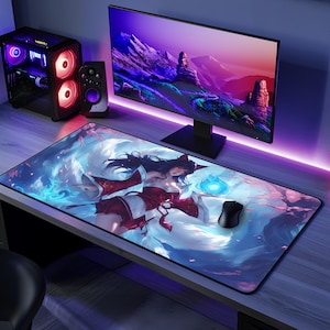 Ahri League of Legends Desk Mat | Anime Gaming Mousepad | Stylish Desk Accessory | LoL Desk Mat | League of Legends mousepad