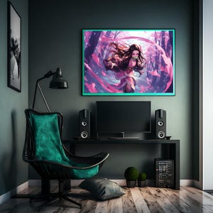 Nezuko Kamado Wall Art / Tapete | Demon Slayer Anime Poster | Ästhetische Anime Raumdekor | Geschenk für Otaku & Manga Fans